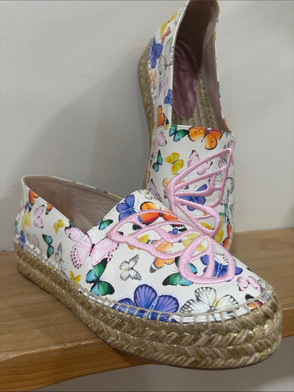 Sophia Webster Leather Colorful Butterfly Espadrilles, Size EU 38/US 8